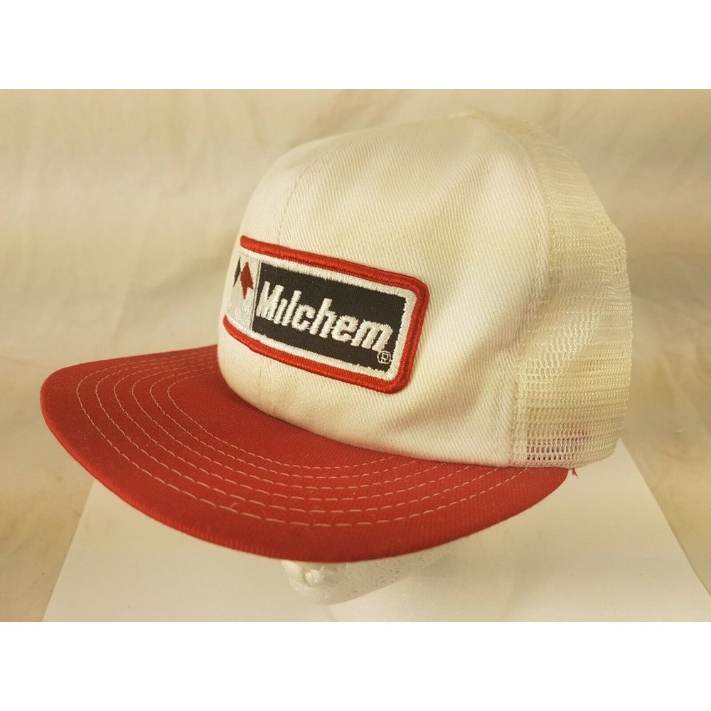 MILCHEM Cap Trucker Hat Snapback Baseball Vintage retro 80s red white